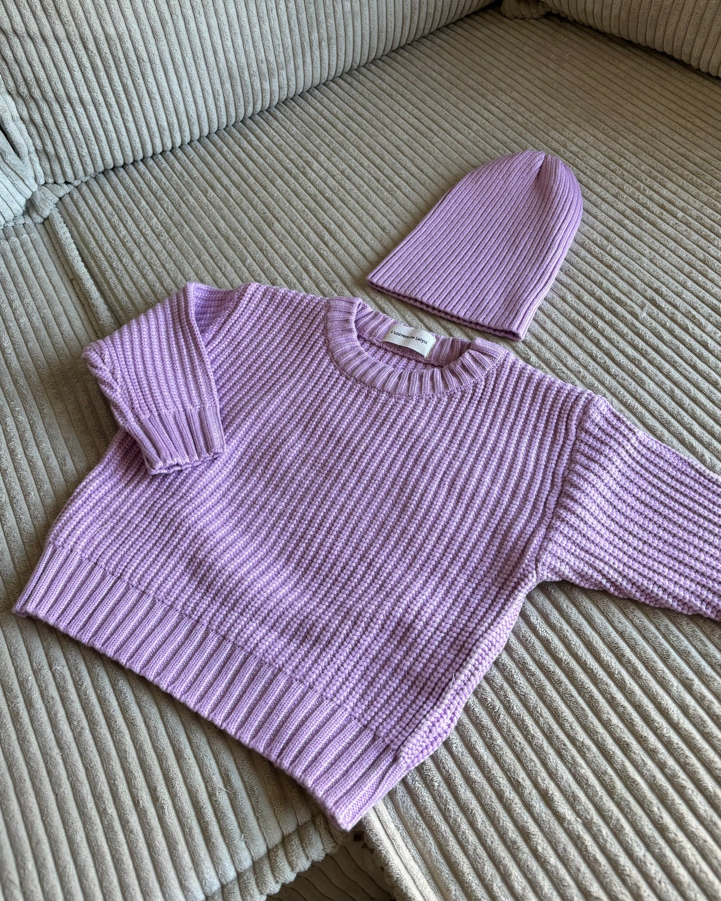 Pull Violette + Bonnet