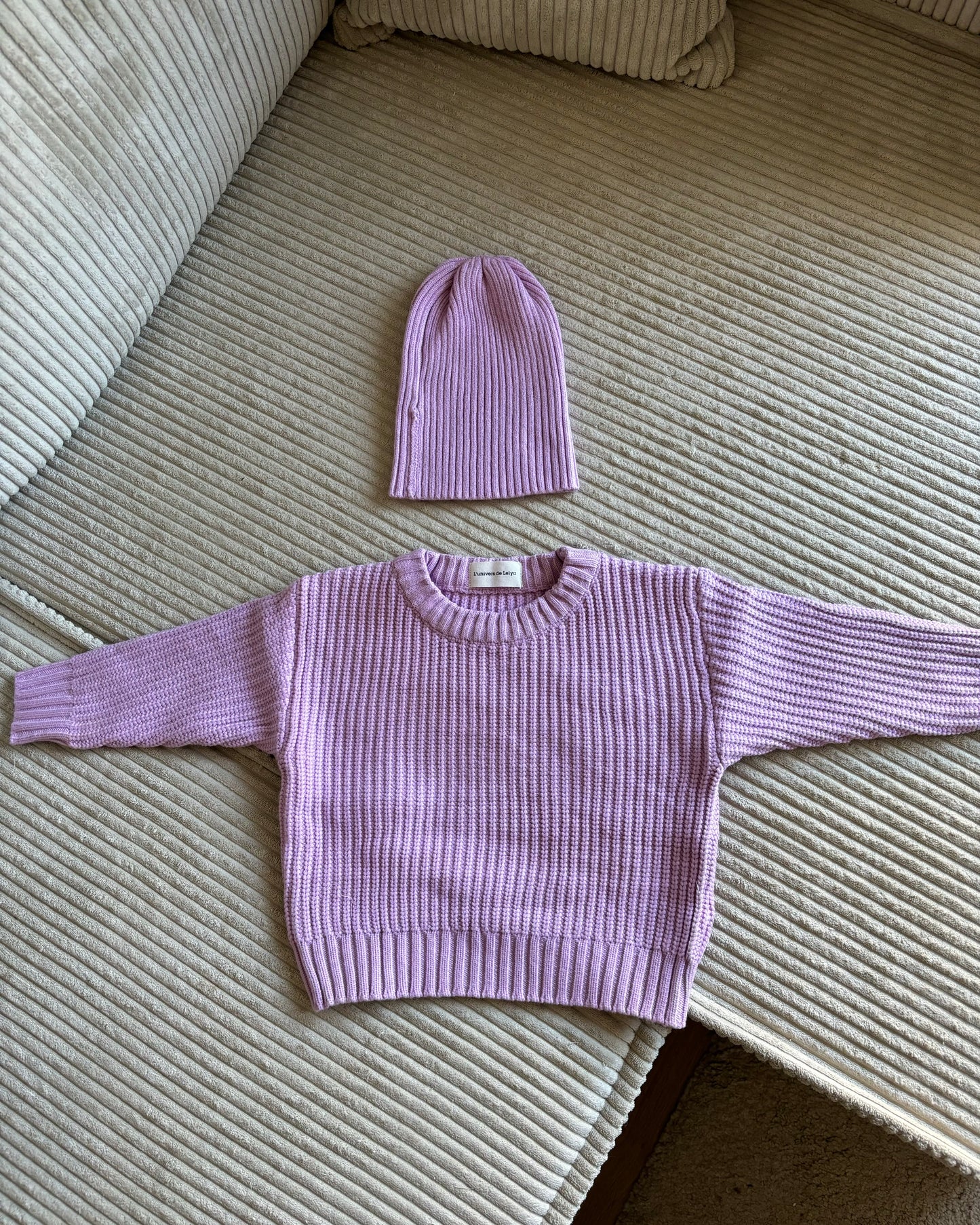 Pull Violette + Bonnet