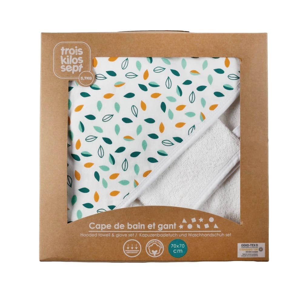 Cape de bain bébé - Feuilles